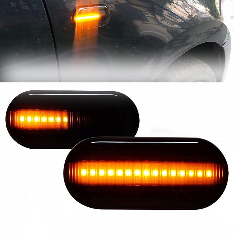 csslyzl Smoked LED Sequential Side Marker Turn Signal Light Blinker Compatible with VW Jetta MK4 Golf4 GTI R32 Passat B5 Lupo Polo Sharan Vento Fox Amarok T5 Replacement for Ford Fiesta Focus Fusion - Image 1